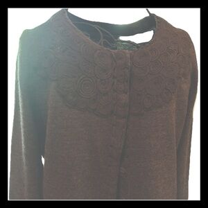 Marisa Christina Gray 100% Italian Merino Wool Cardigan Size S CottageGrannycore